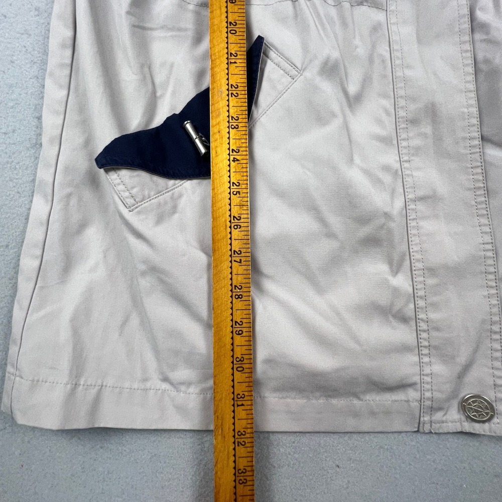 CS Essentials Parka Jacket Womens Large Tan Navy Vintage Zip Up Utility Coat - Picture 5 of 16